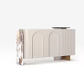 Elegant Modern Entryway Sideboard Cabinet With Beige Arched Doors And Marble Accents