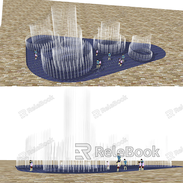 Modern Fountain Square Fountain Dry Spray Round Fountain Waterscape Water Column model