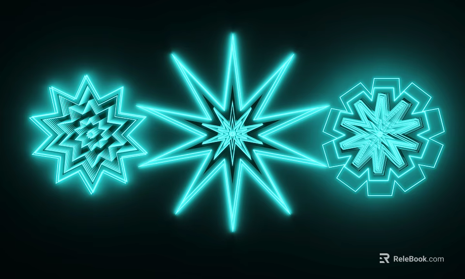 Blue Neon Star Pattern Commercial Equipment With Black Background For Business Signage 3d model 