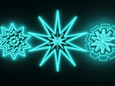 Blue Neon Star Pattern Commercial Equipment With Black Background For Business Signage 3d model