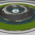 Elegant Circular Garden Ornament With Central Fountain And Green Foliage Ring Structure