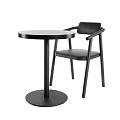 Modern Black Single Chair With Armrest And Round Side Table Design 3d model