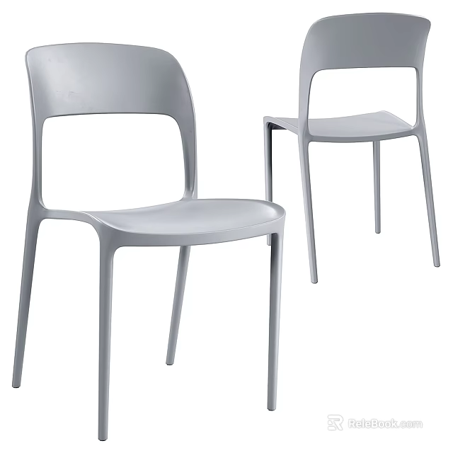 Modern Gray Dining Chairs With Sleek Design Ergonomic Back And Lightweight Frame 3d model