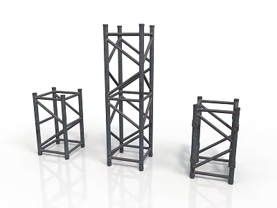 Three Black Metal Scaffolding Frames With Different Heights For Industrial Use 3d model