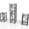 Three Black Metal Scaffolding Frames With Different Heights For Industrial Use 3d model