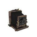 Vintage Digital Camera With Wooden Metal Body Multiple Angles Display Classic Design