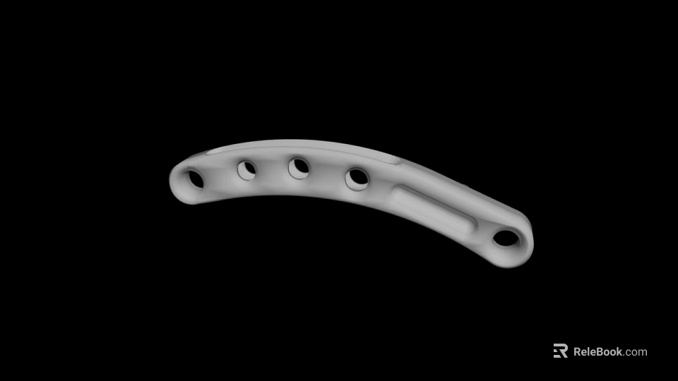 White Curved Metal Bone Plate With Multiple Holes For Medical Use 3d model 