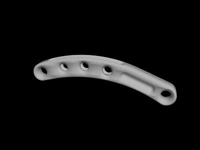 White Curved Metal Bone Plate With Multiple Holes For Medical Use 3d model