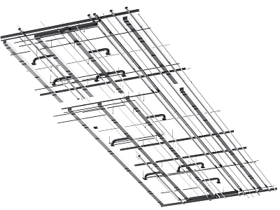 Ceiling Structure Design With Metal Frame Keel Support And Installation Components 3d model