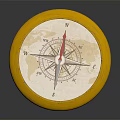 Decorative Ornament Set With Golden Frame Compass And Map Background Design 3d model