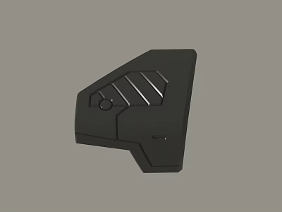 Black Irregular Shaped Object With White Lines And Circular Button On Surface 3d model