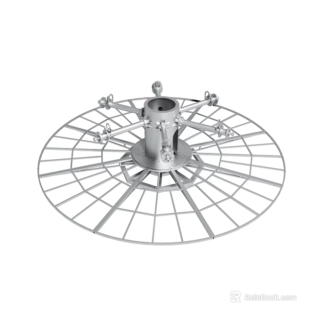 Industrial Metal Circular Frame With Central Cylinder And Radial Bars 3d model 
