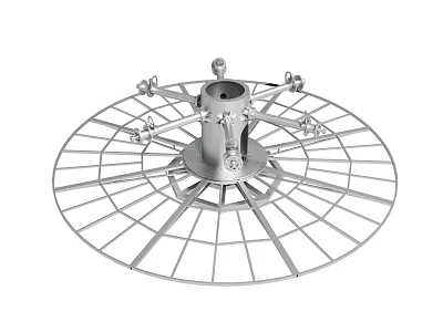Industrial Metal Circular Frame With Central Cylinder And Radial Bars 3d model