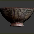 Decorative Ceramic Bowl With Colorful Geometric Patterns And Stripe Details On Stable Base