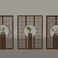 Middle ancient screen partition 3d model