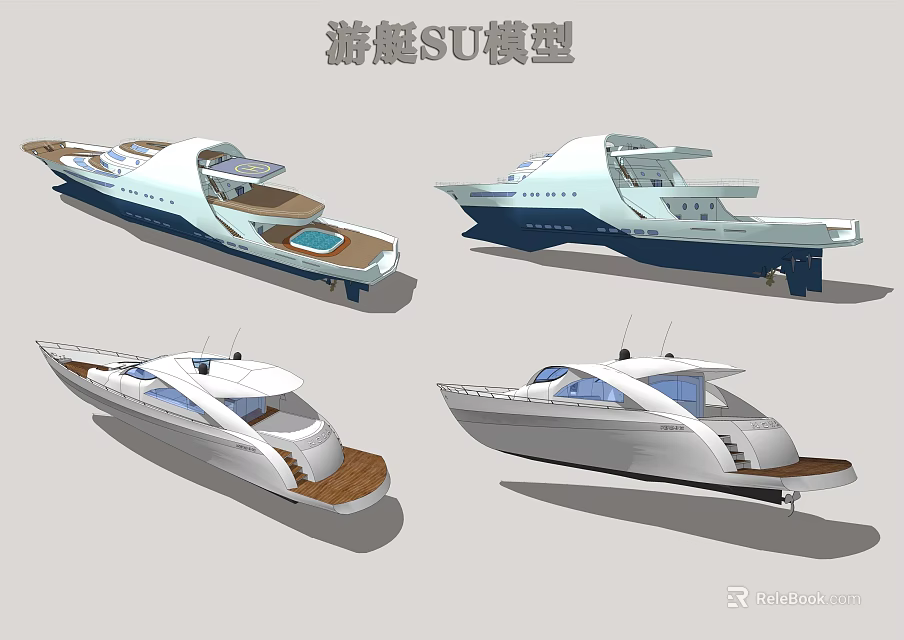 Four Different Yacht Designs In SU Model Format 3d model 