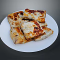 Golden Brown Crispy Pan Fried Dumplings Stacked On White Plate