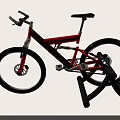 Stylish Red Bicycle With Sleek Frame Displayed On Black Stand For Show