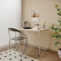 Modern Desk Interior With Chair Stylish Lamp Poster And Green Plant