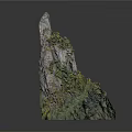 Natural Wooden Stone With Green Moss And Rough Organic Surface Texture