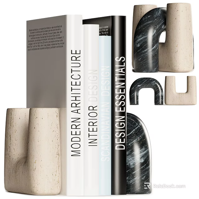 Modern Design Books With Decorative Objects 3d model 