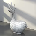Wooden Deer Shaped Single Chair On Gray Table With White Wall Background And Sunlight Shadows