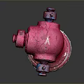 Red Fire Hydrant With Chain And Weathered Finish In Classic Design