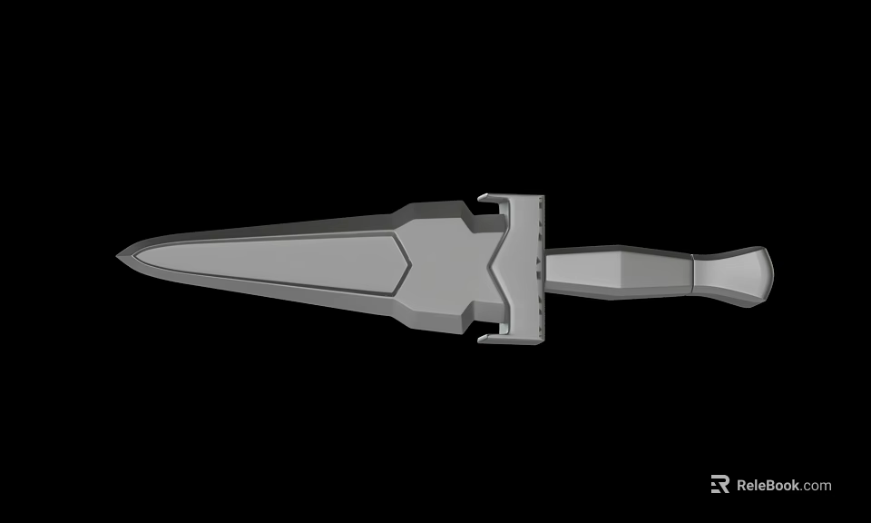 Tactical Metal Dagger With Angular Blade And Textured Handle Design 3d model 