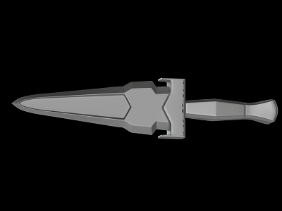 Tactical Metal Dagger With Angular Blade And Textured Handle Design 3d model