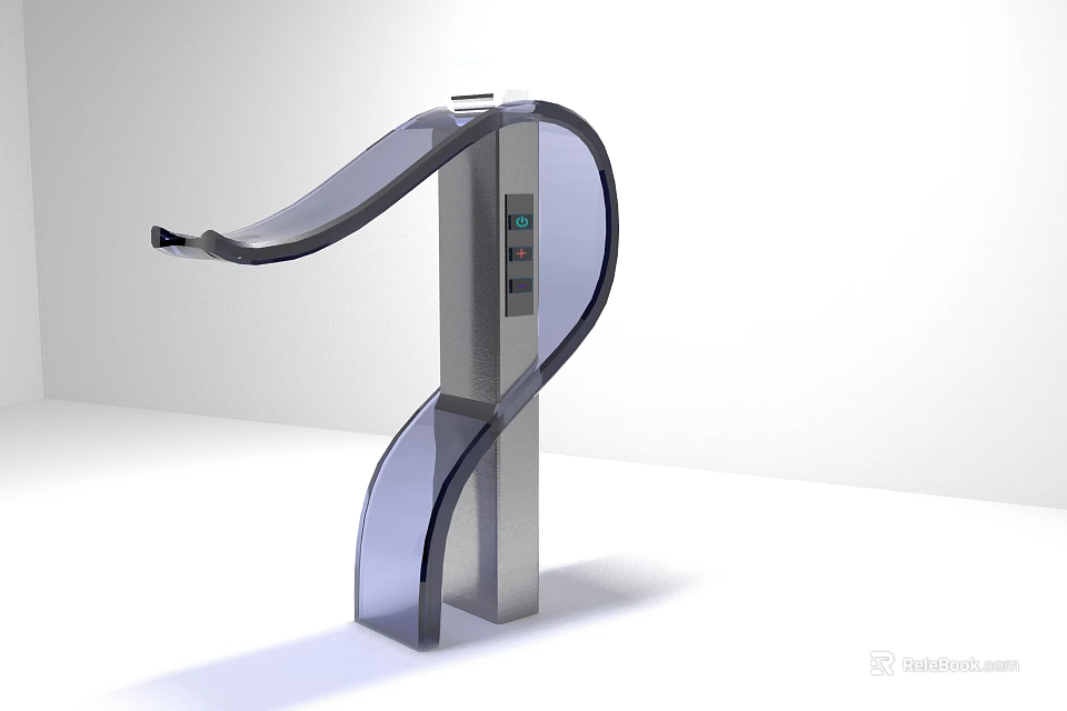 Innovative Modern Faucet With Sleek Curved Metal And Glass Design Structure 3d model 
