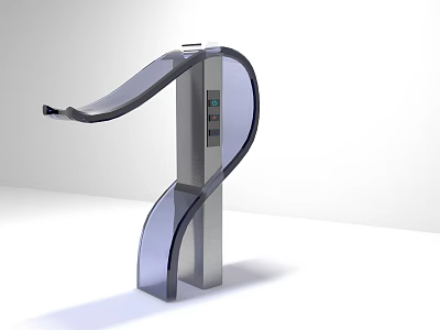 Innovative Modern Faucet With Sleek Curved Metal And Glass Design Structure 3d model