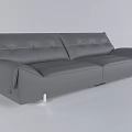 Modern Grey Leather Sectional Sofa with Sleek Design and White Support Legs 3d model