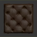 Brown Tufted Ottoman with Round Wooden Bun Feet Classic Design