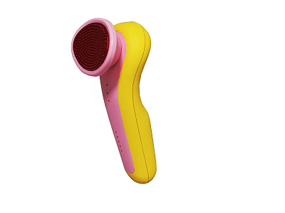 Handheld Electric Massager Device With Yellow Handle And Pink Red Head 3d model