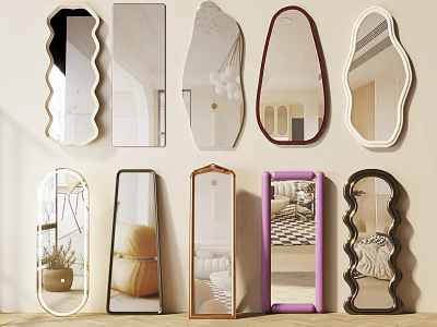 Various Shaped Decorative Mirrors for Modern Home Interior Design And Styling 3d model