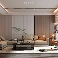 Modern Living Room Interior With TV Wall Unit Marble Fireplace Coffee Table And Green Plant