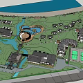 Scenic Vacation Villa Community with Riverside Green Area and Tennis Court