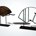 Decorative Ornament Set With Wooden Curved Semicircular Metal Frame Black Base Candle And Bird Accents