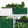 Garden Planter Boxes X Shaped Design White Green Black With Green Plants Decorative Golden Balls