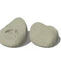 Two Light Gray Woven Fabric Bean Bag Chairs Modern Minimalist Living Room