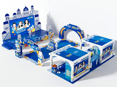 Modern ground pile milk display exhibition booth area 3d model