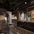 Restaurant Interior Featuring Central Large Tree Decorative Stone Basin And Wooden Furniture