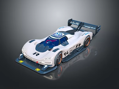 Volkswagen R Race Car With Streamlined Design White Body And 26 Number 3d model