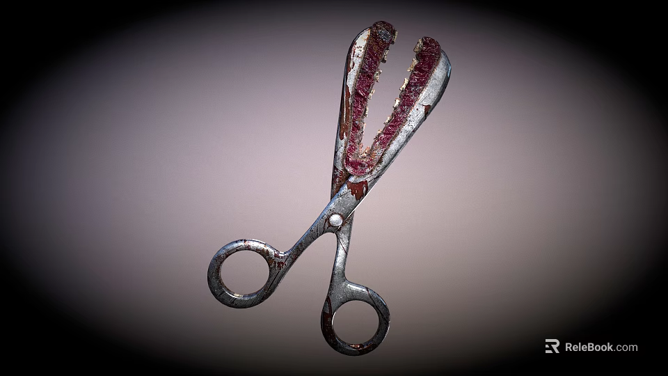 Worn Metal Scissors As Vintage Hardware Cutting Tool With Industrial Utility Design 3d model 