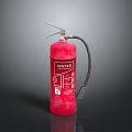 Red Water Fire Extinguisher On Dark Surface With Safety Instruction Label