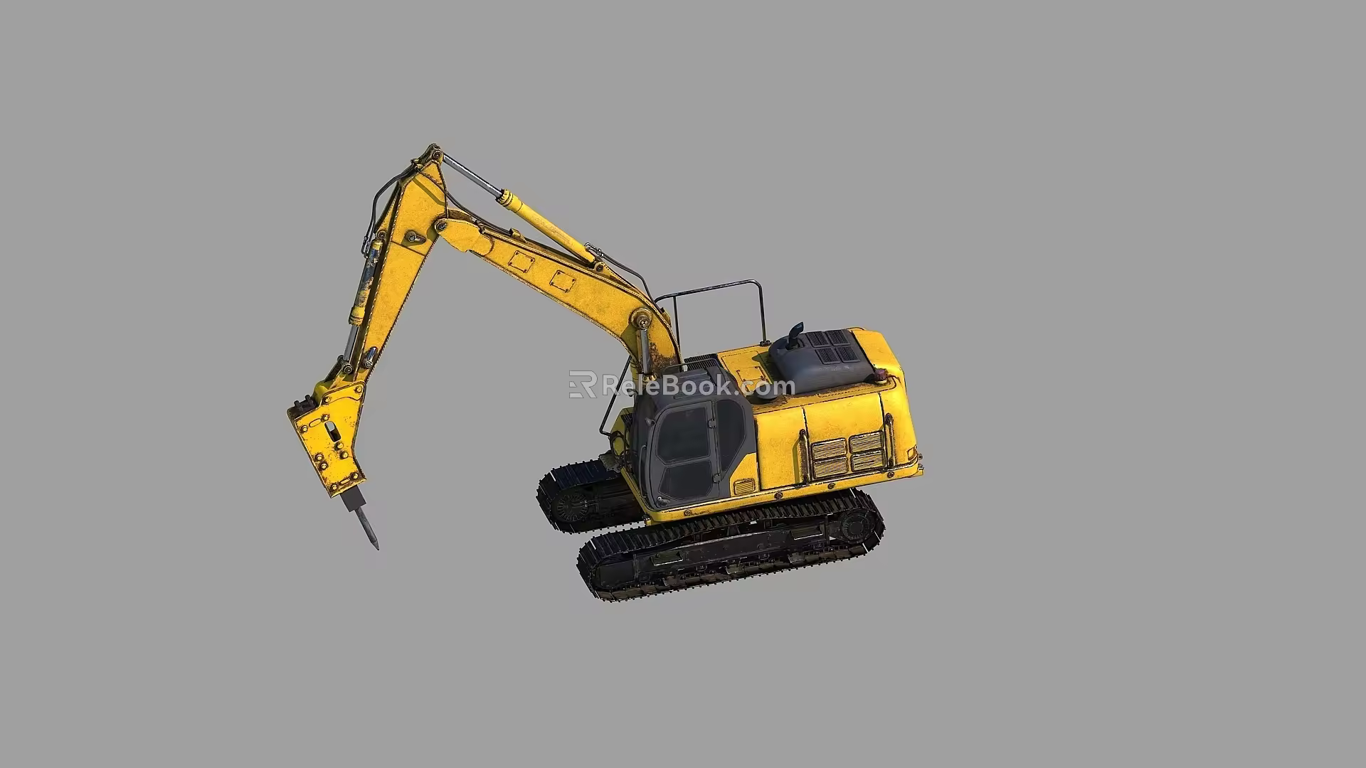 Realistic hammer breaker binding sub-era PBR material engineering vehicle hammer breaker crusher wood bird 3d model