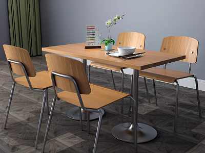 Industrial LOFT Dining Table and Chair Combination Dining Table 3d model