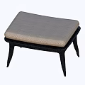 Modern Minimalist Stool With Woven Beige Seat And Sleek Black Metal Legs