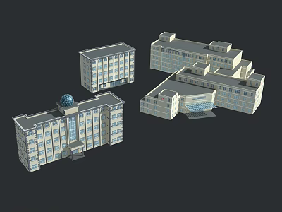 Modern Architectural Building Models Featuring Multiple Structures And Detailed Designs 3d model