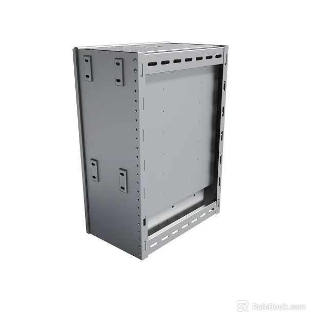 Sturdy Industrial Metal Frame With Mounting Holes And Equipment Enclosure 3d model 